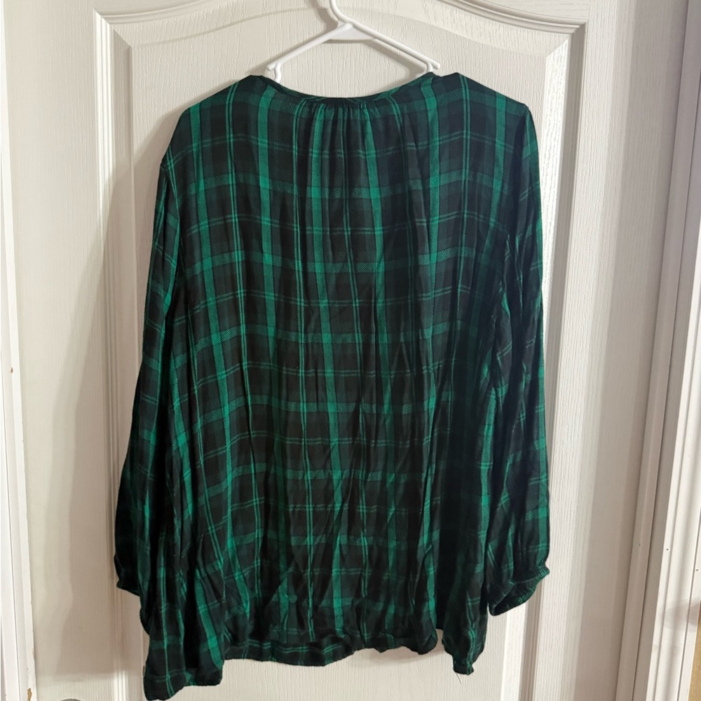 Cato Women’s Green Plaid Flannel Style Blouse Sz 22/24W. MH-146 - Picture 3 of 3